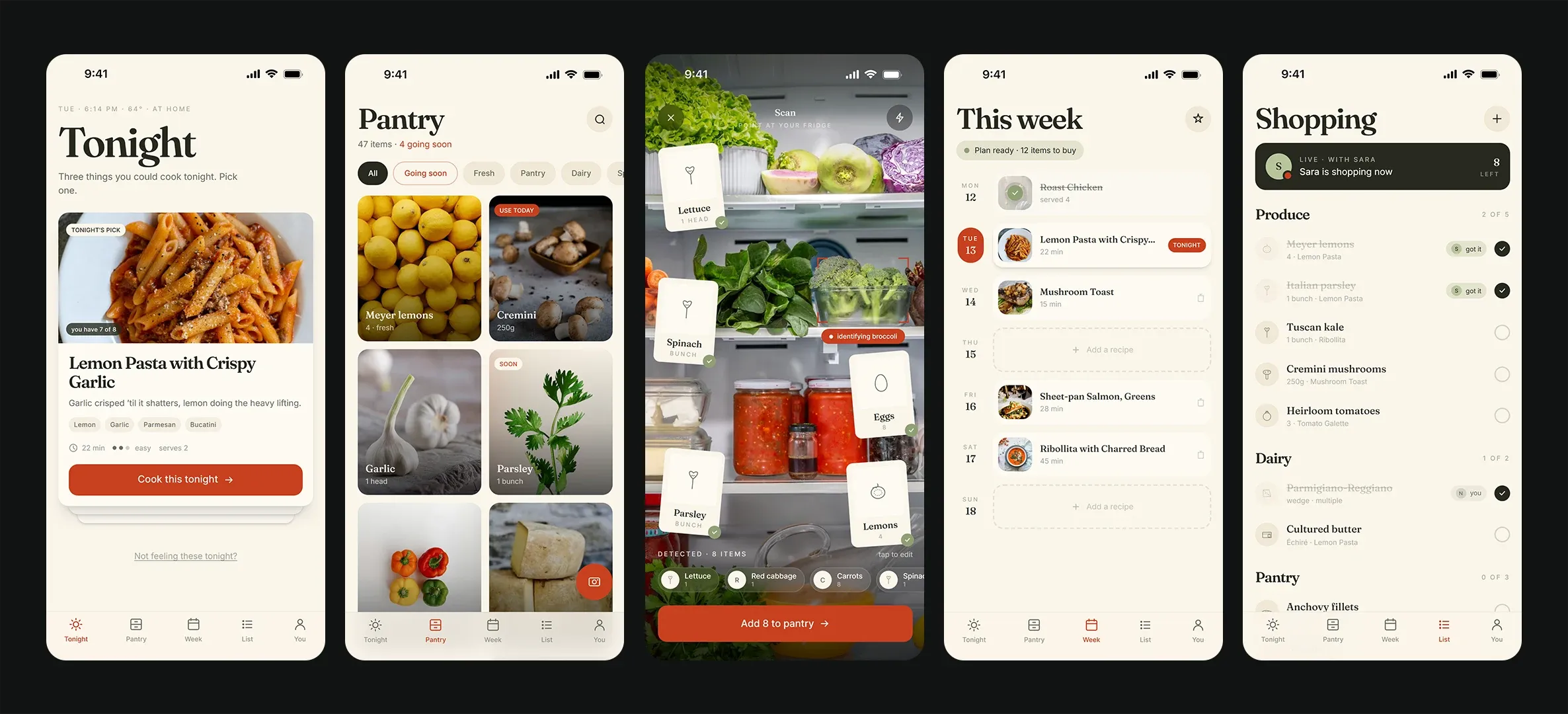 Mise app screens