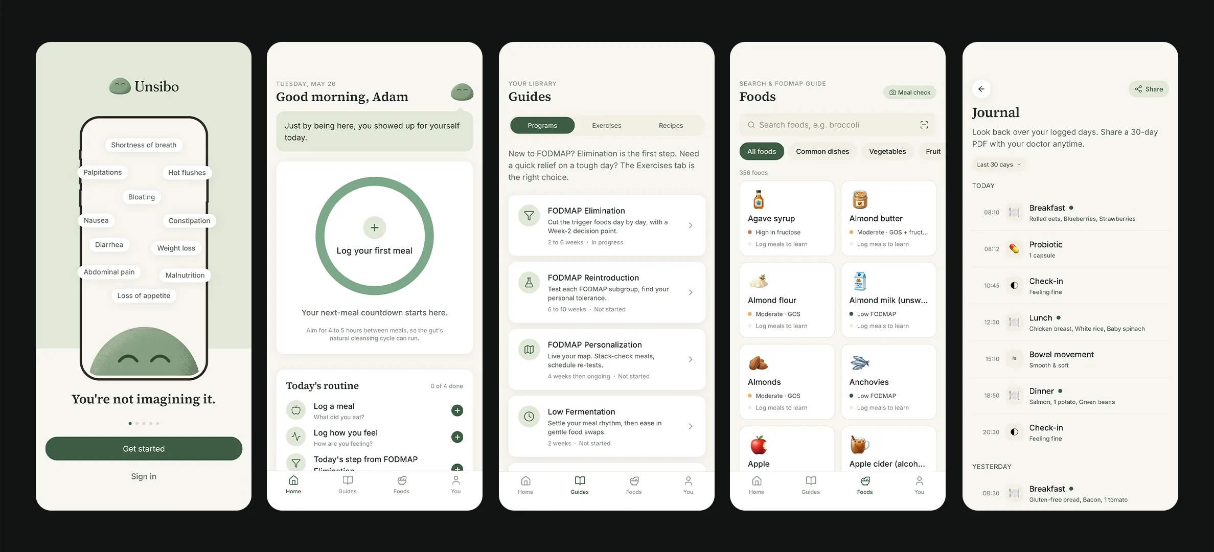 Unsibo app screens
