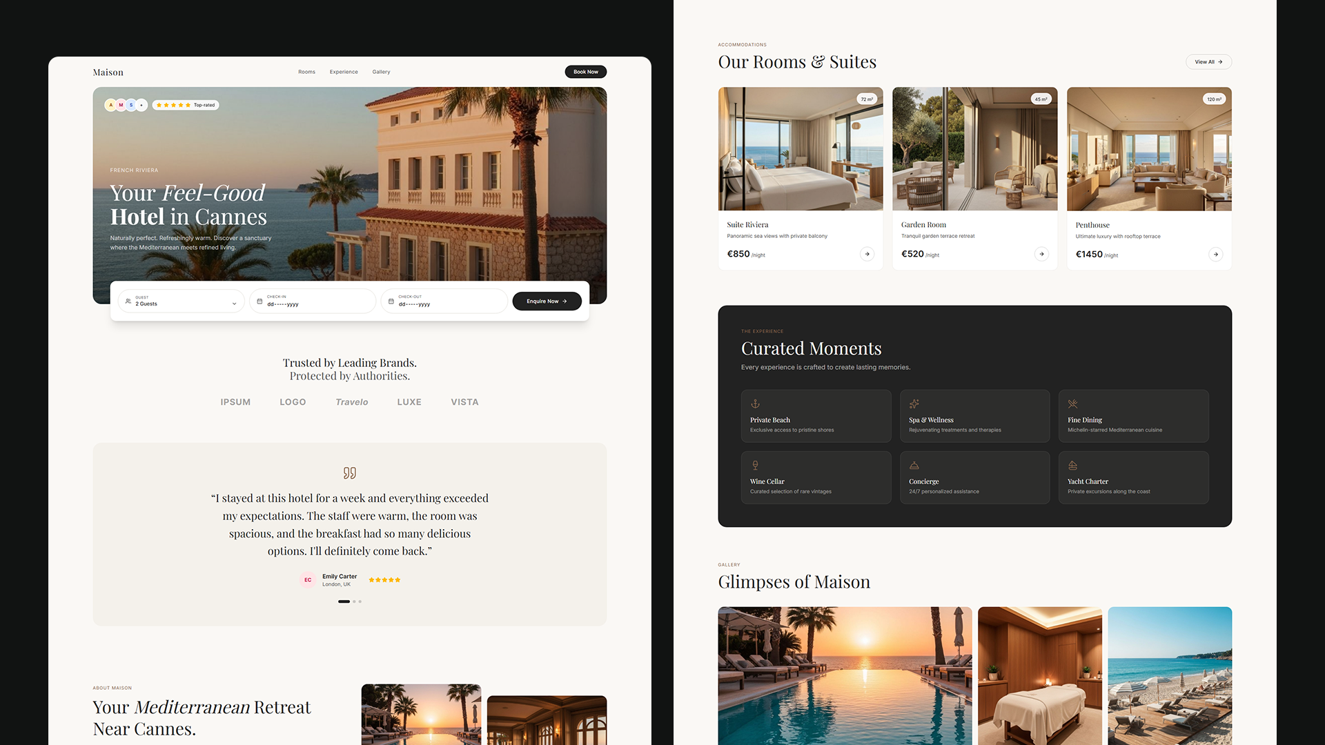 Maison Riviera landing page