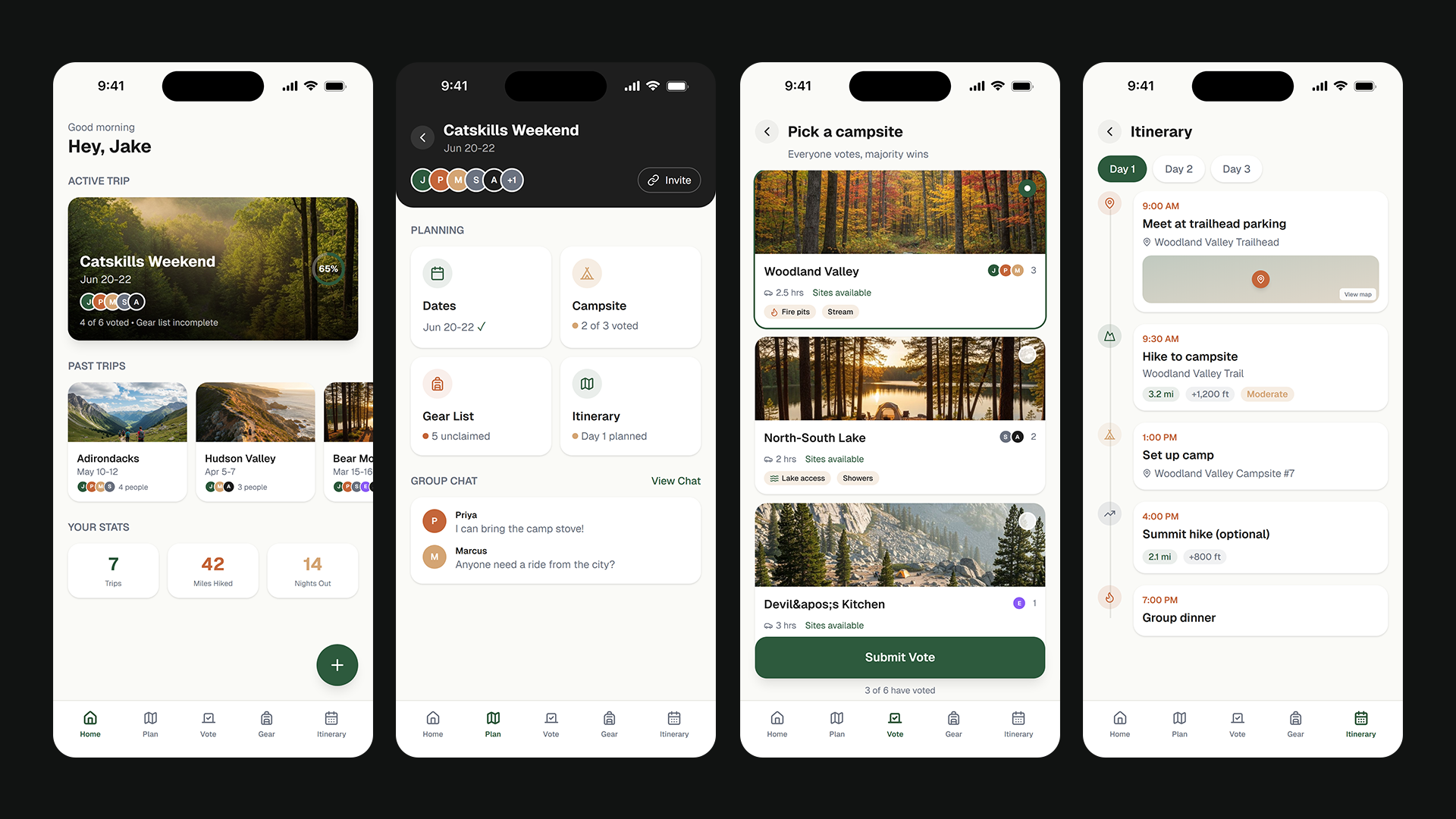 Trailmates app screens