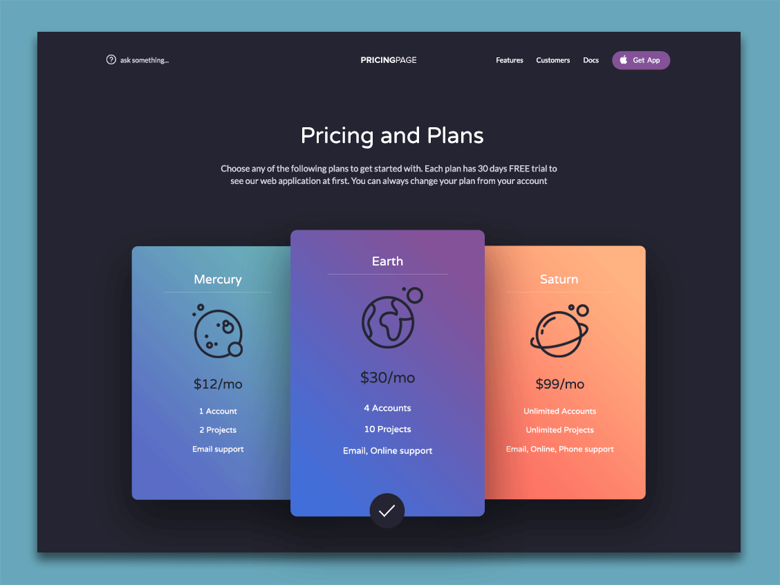 Pricing and Plans Page Design